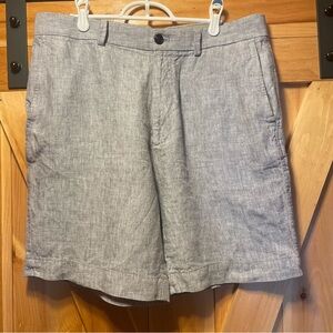 Men's Lightweight Linen-Blend Shorts in Light Gray size 34
